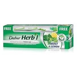 دابر الاعشاب معجون اسنان جل بالليمون والنعناع 150 جم + فرشاة هدية 
