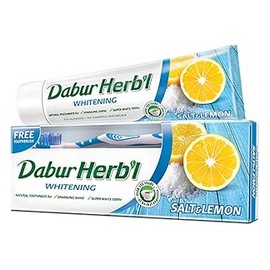 دابر هيربال معجون اسنان بالملح والليمون 150 جم + فرشاة مجانا##