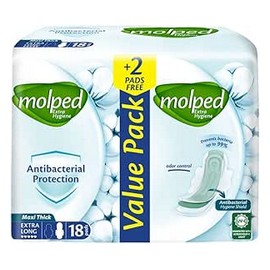 مولبيد مضاد للبكتيريا طويل جدا 18 فوطة + 4 فوط مجانا #