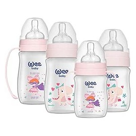 وى بيبى طقم بناتى ( 2 ببرونة 250 مل + 2 ببرونة 150مل + 2 يد)##