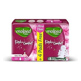 مولبيد الترا راحة وانتعاش طويل 16 فوطة + 2 مجانا $