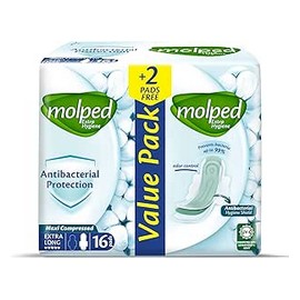 مولبيد مضاد للبكتيريا طويل جدا 16 فوطة + 2 فوط مجانا 