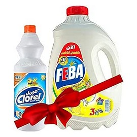 فيبا صابون سائل للاطباق ليمون 3 لتر + كلوريل ابيض لازالة البقع 1 لترعرض ##